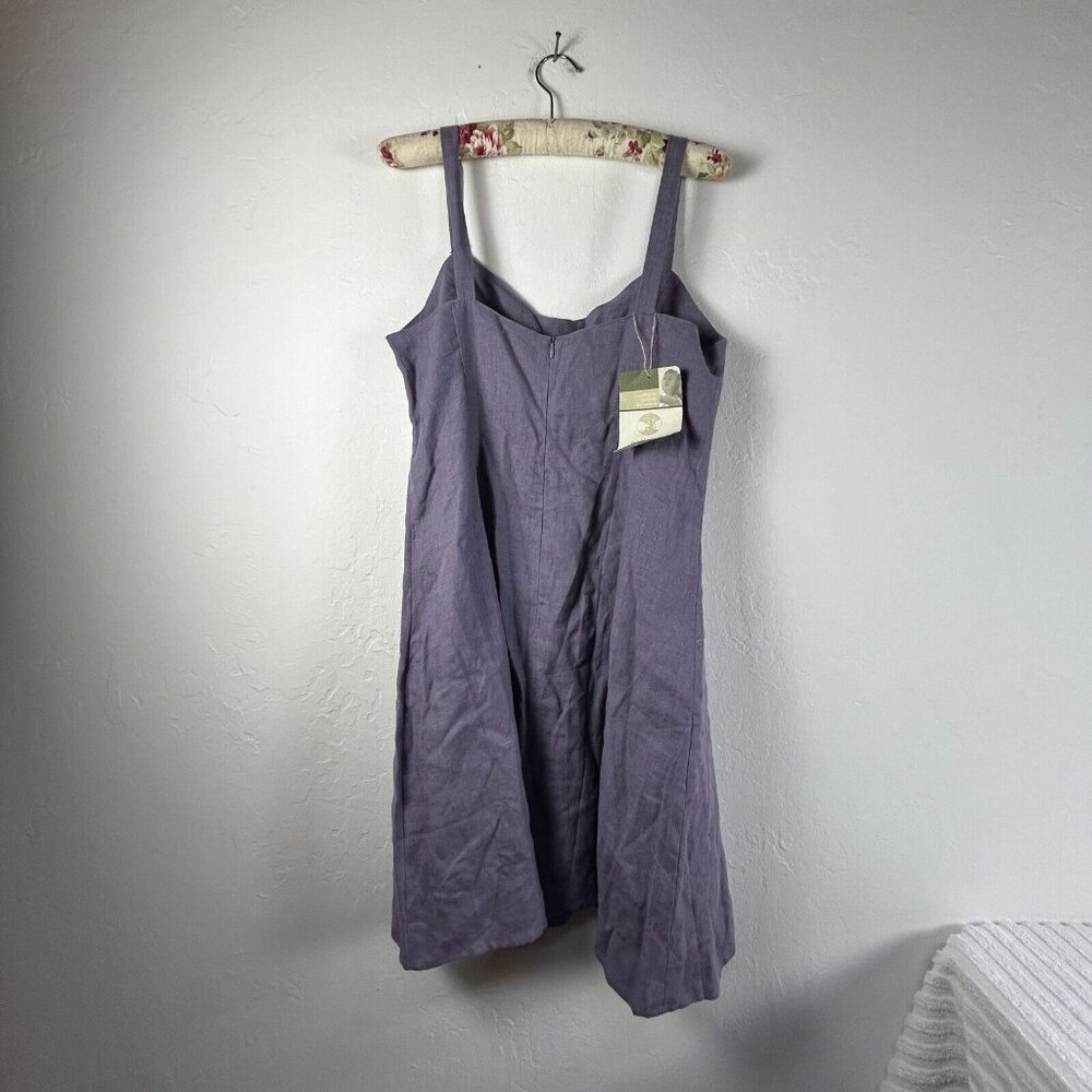 Ecolution Womens 100% Hemp Sweetheart Sleeveless A-Line Dress Large Purple New